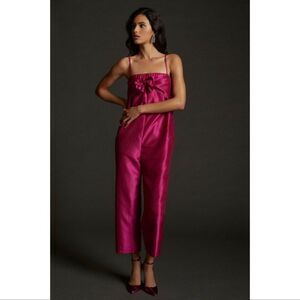Anthropologie Hutch Satin Bow-Tie Jumpsuit NEW Size Medium